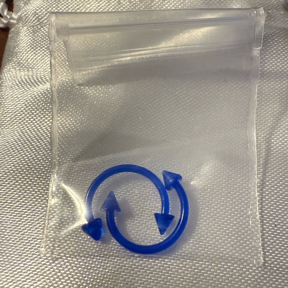 2pc 16g Dental-Grade Blue Lip Rings - 10mm NEW